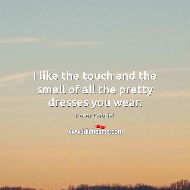 I like the touch and the smell of all the pretty dresses you wear. Peter Gabriel Picture Quote
