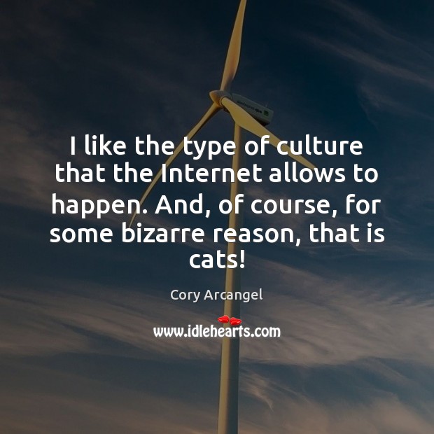 I like the type of culture that the Internet allows to happen. Cory Arcangel Picture Quote