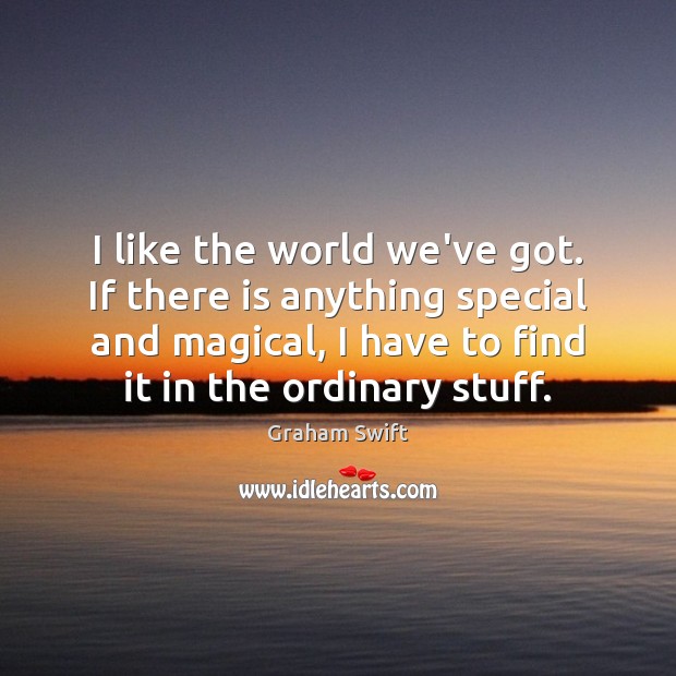 I like the world we’ve got. If there is anything special and Graham Swift Picture Quote