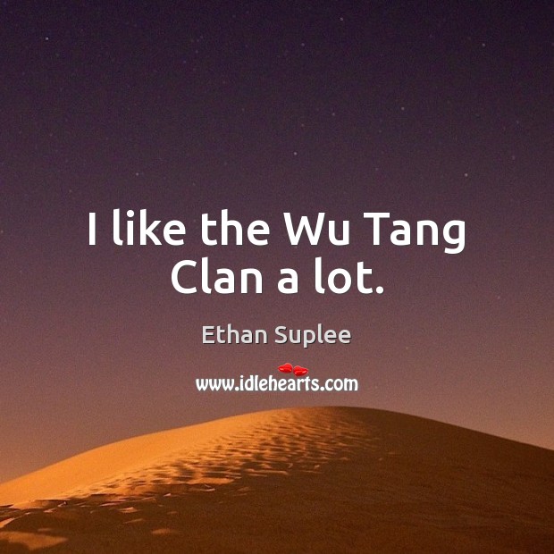 I like the Wu Tang Clan a lot. Ethan Suplee Picture Quote