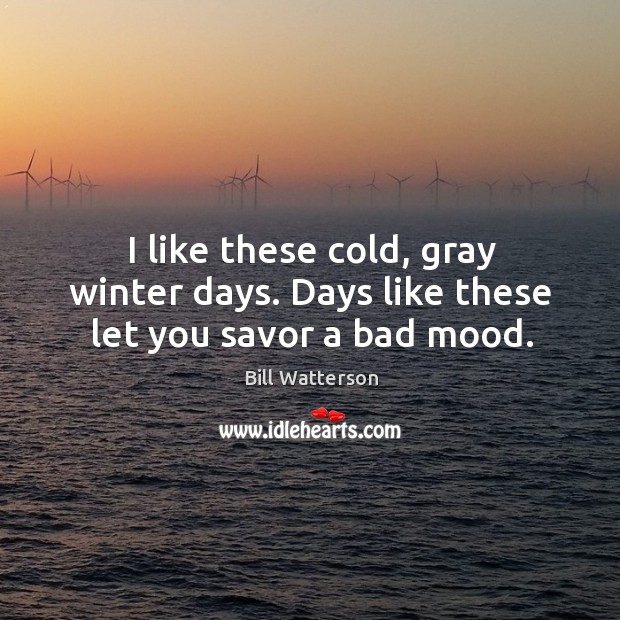 I like these cold, gray winter days. Days like these let you savor a bad mood. Winter Quotes Image