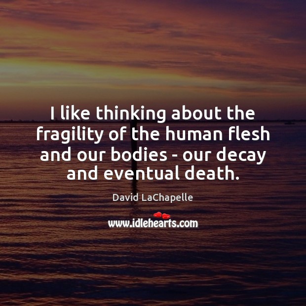 I like thinking about the fragility of the human flesh and our David LaChapelle Picture Quote