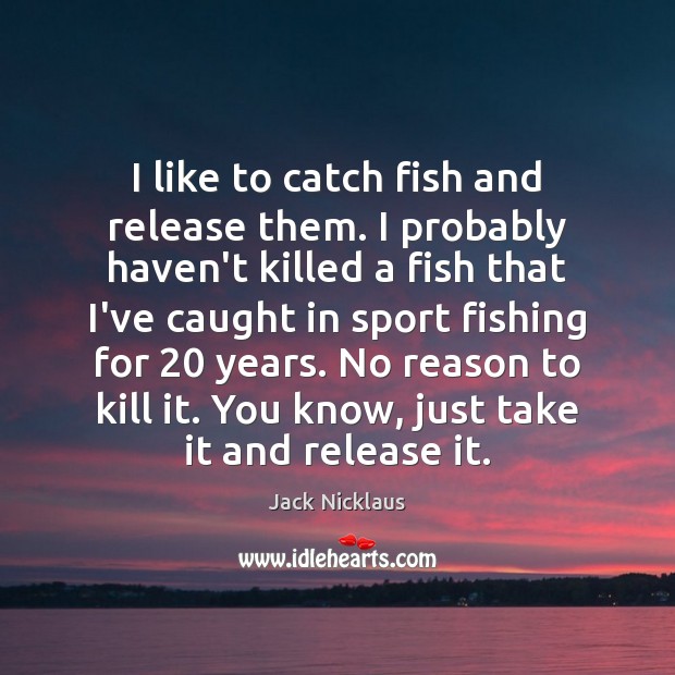 I like to catch fish and release them. I probably haven’t killed Jack Nicklaus Picture Quote