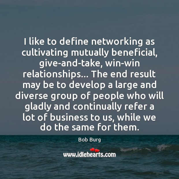 I like to define networking as cultivating mutually beneficial, give-and-take, win-win relationships… Image