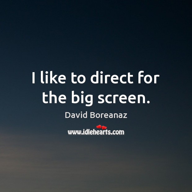 I like to direct for the big screen. David Boreanaz Picture Quote