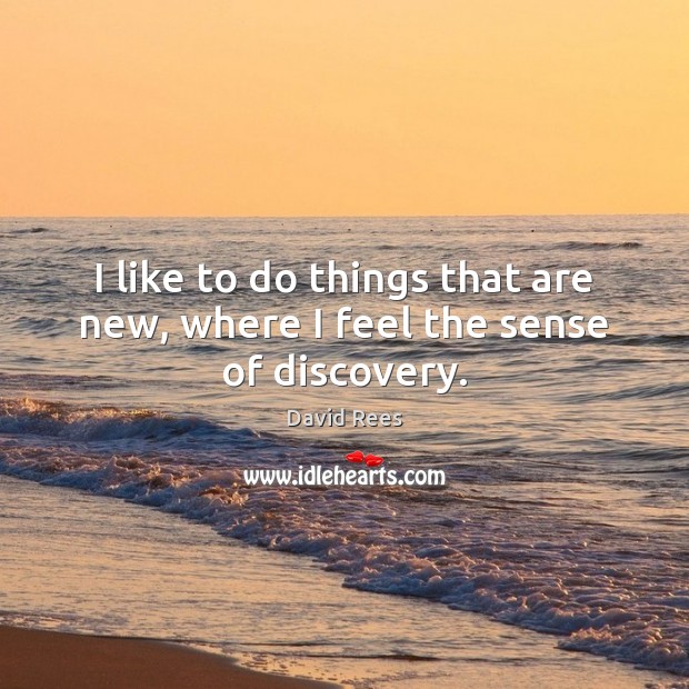 I like to do things that are new, where I feel the sense of discovery. David Rees Picture Quote