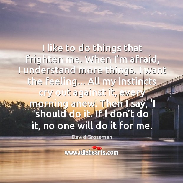 I like to do things that frighten me. When I’m afraid, David Grossman Picture Quote