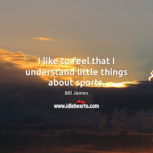 I like to feel that I understand little things about sports. Bill James Picture Quote