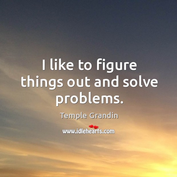 I like to figure things out and solve problems. Temple Grandin Picture Quote