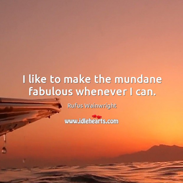 I like to make the mundane fabulous whenever I can. Rufus Wainwright Picture Quote