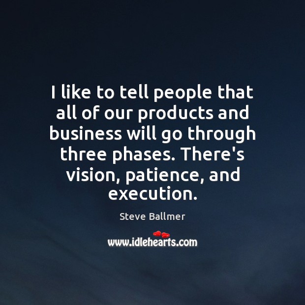 I like to tell people that all of our products and business Steve Ballmer Picture Quote
