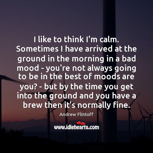 I like to think I’m calm. Sometimes I have arrived at the Image