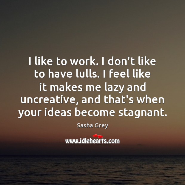 I like to work. I don’t like to have lulls. I feel Sasha Grey Picture Quote