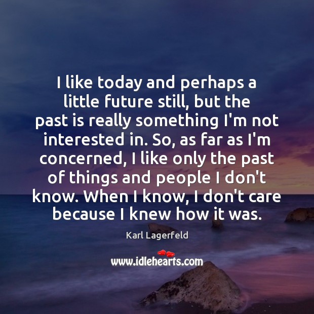 I like today and perhaps a little future still, but the past Karl Lagerfeld Picture Quote