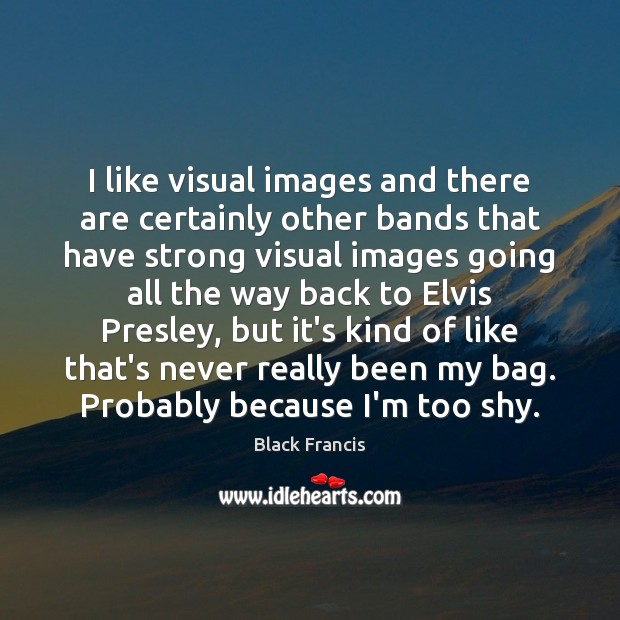 I like visual images and there are certainly other bands that have Image