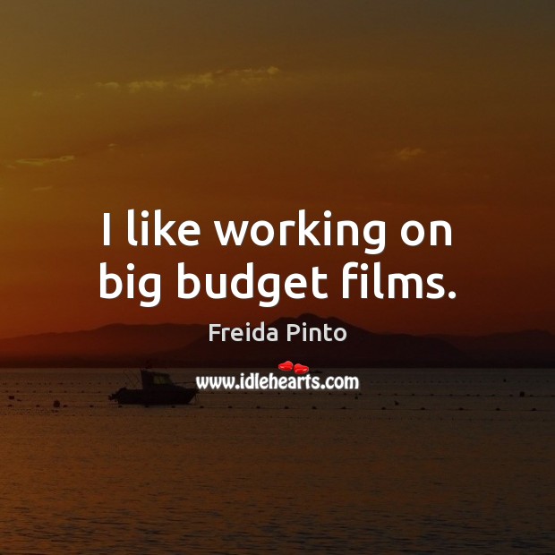 I like working on big budget films. Freida Pinto Picture Quote