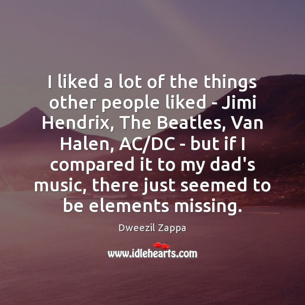 I liked a lot of the things other people liked – Jimi Dweezil Zappa Picture Quote