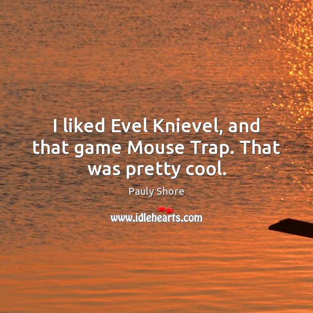 I liked Evel Knievel, and that game Mouse Trap. That was pretty cool. Pauly Shore Picture Quote