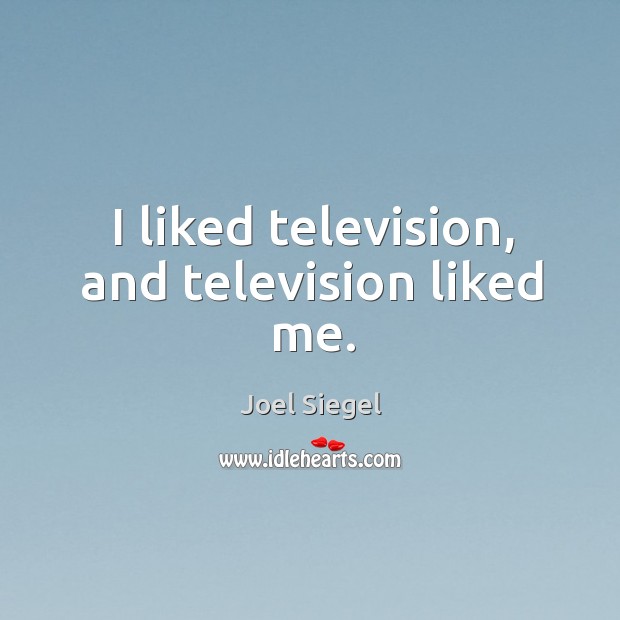 I liked television, and television liked me. Joel Siegel Picture Quote