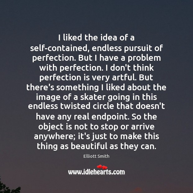 I liked the idea of a self-contained, endless pursuit of perfection. But Elliott Smith Picture Quote