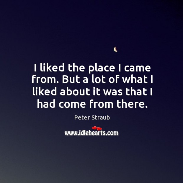 I liked the place I came from. But a lot of what Peter Straub Picture Quote