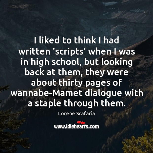 I liked to think I had written ‘scripts’ when I was in Lorene Scafaria Picture Quote