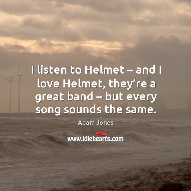 I listen to helmet – and I love helmet, they’re a great band – but every song sounds the same. Adam Jones Picture Quote