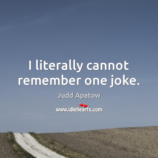 I literally cannot remember one joke. Judd Apatow Picture Quote