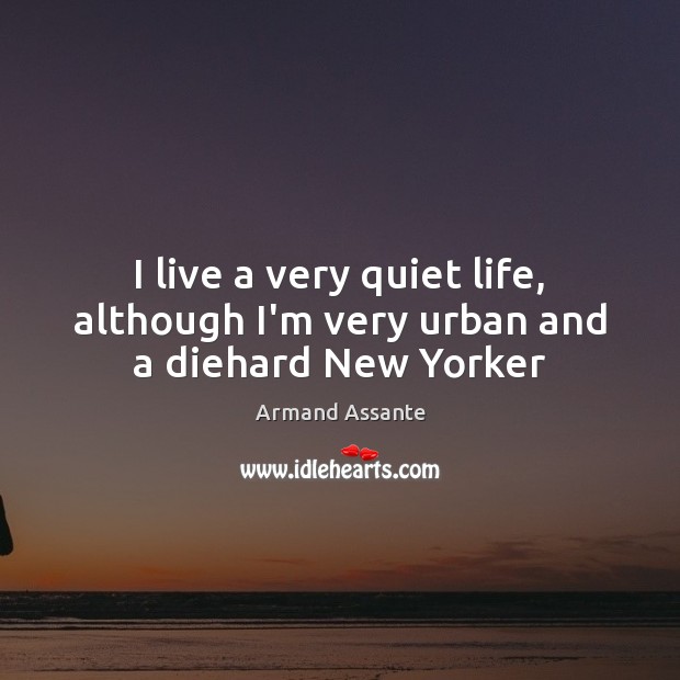 I live a very quiet life, although I’m very urban and a diehard New Yorker Armand Assante Picture Quote
