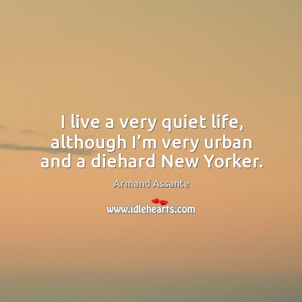 I live a very quiet life, although I’m very urban and a diehard new yorker. Armand Assante Picture Quote