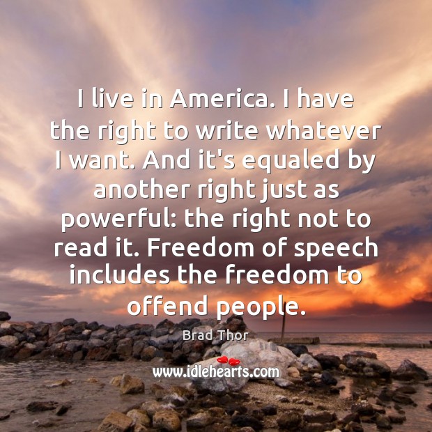 I live in America. I have the right to write whatever I Freedom of Speech Quotes Image