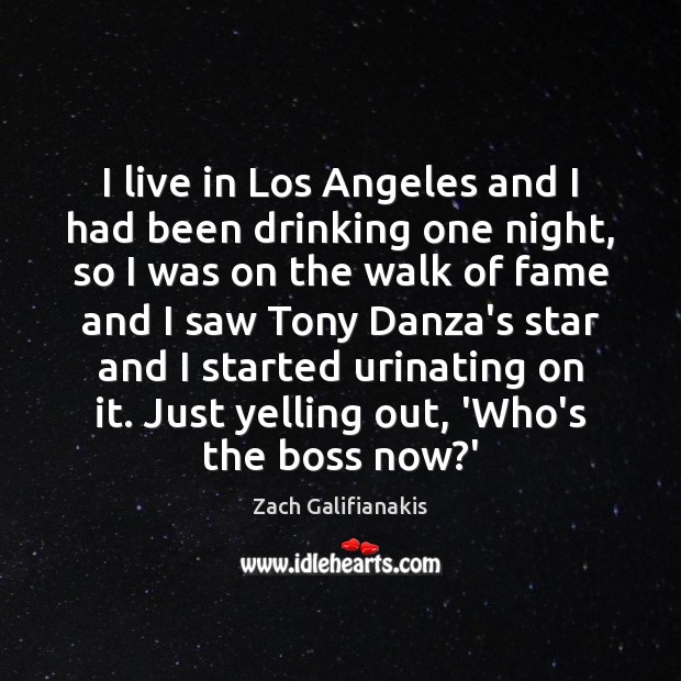 I live in Los Angeles and I had been drinking one night, Zach Galifianakis Picture Quote