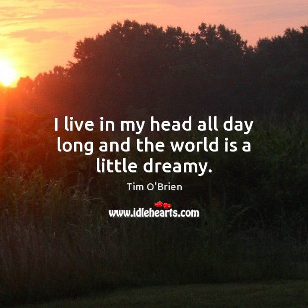 I live in my head all day long and the world is a little dreamy. Tim O’Brien Picture Quote