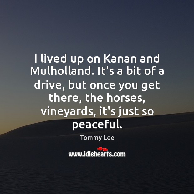 I lived up on Kanan and Mulholland. It’s a bit of a Tommy Lee Picture Quote