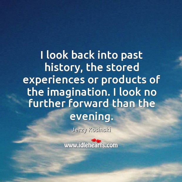 I look back into past history, the stored experiences or products of Jerzy Kosinski Picture Quote