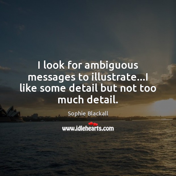 I look for ambiguous messages to illustrate…I like some detail but not too much detail. Sophie Blackall Picture Quote