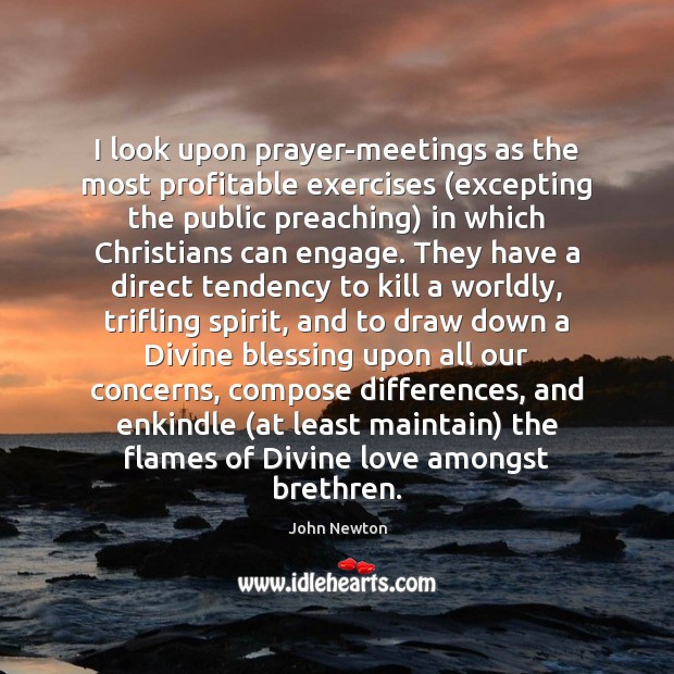 I look upon prayer-meetings as the most profitable exercises (excepting the public John Newton Picture Quote