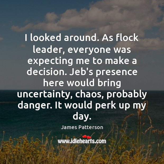 I looked around. As flock leader, everyone was expecting me to make James Patterson Picture Quote