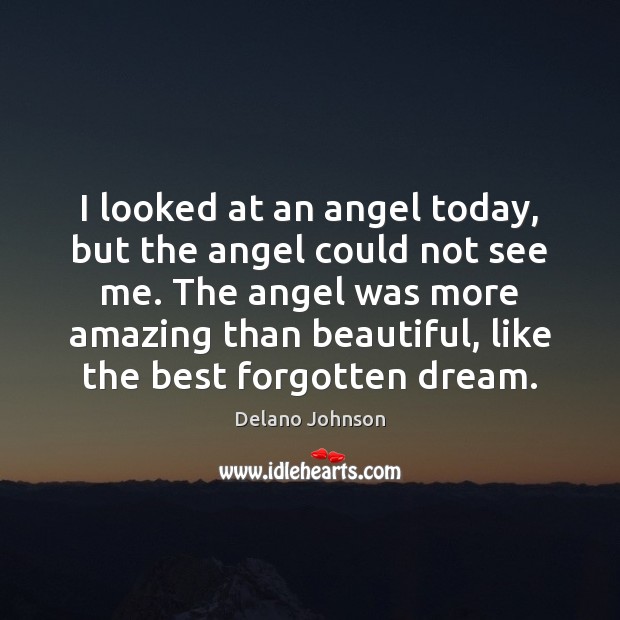 I looked at an angel today, but the angel could not see Delano Johnson Picture Quote