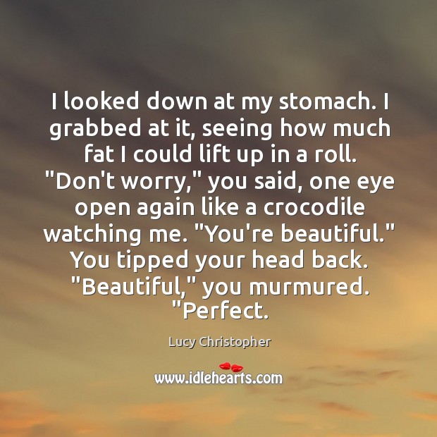 I looked down at my stomach. I grabbed at it, seeing how Lucy Christopher Picture Quote
