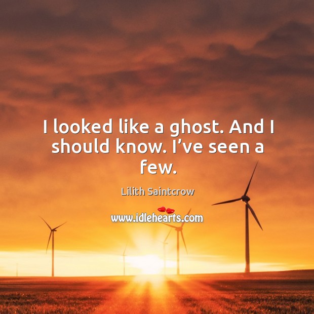 I looked like a ghost. And I should know. I’ve seen a few. Lilith Saintcrow Picture Quote