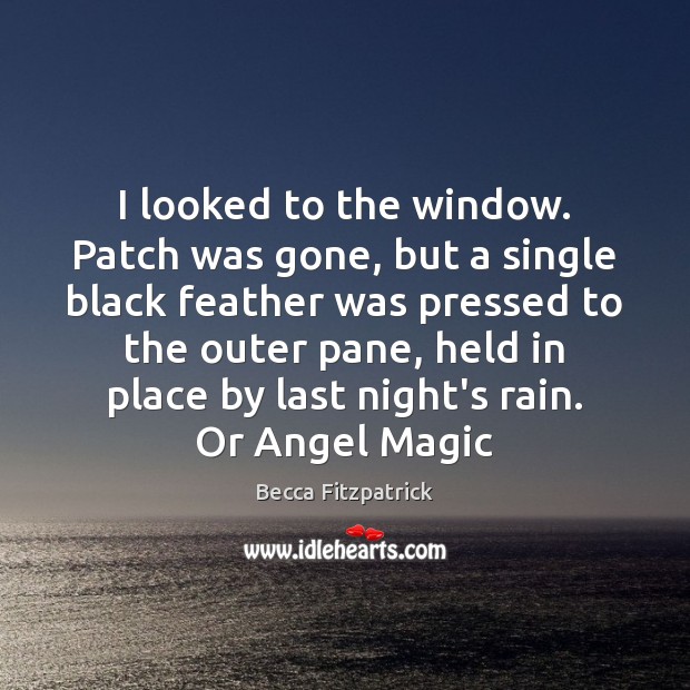 I looked to the window. Patch was gone, but a single black Becca Fitzpatrick Picture Quote