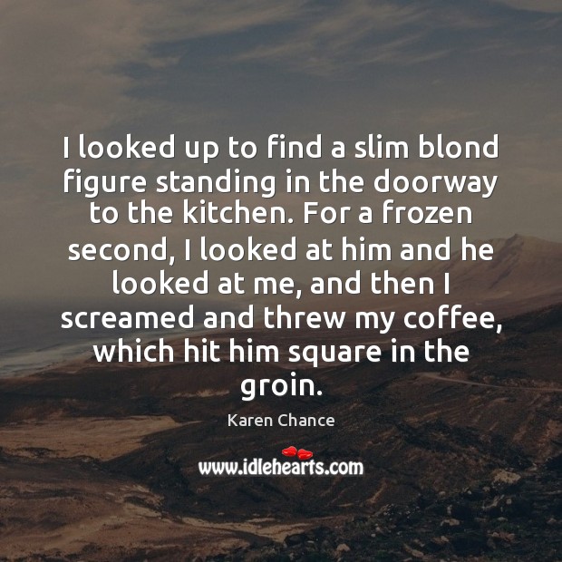 I looked up to find a slim blond figure standing in the Karen Chance Picture Quote