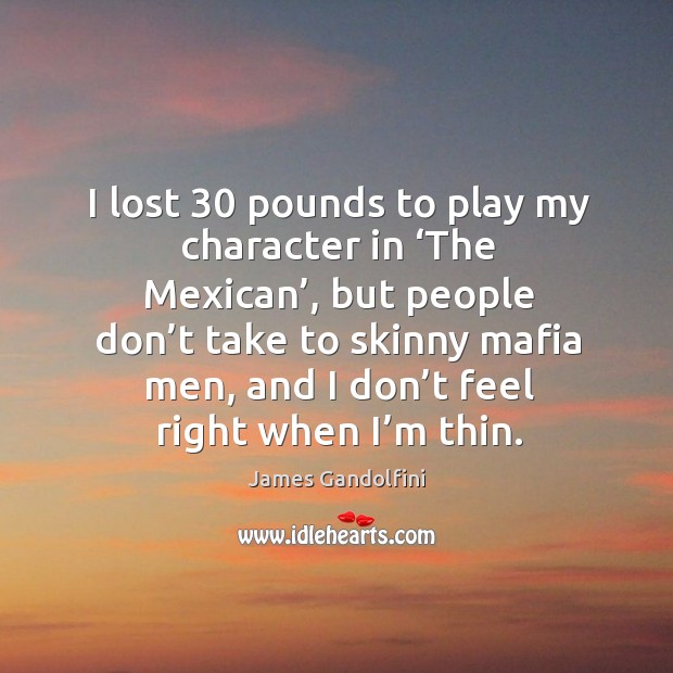 I lost 30 pounds to play my character in ‘the mexican’, but people don’t take to skinny Image