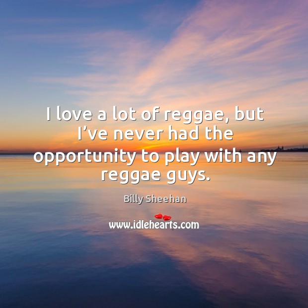 I love a lot of reggae, but I’ve never had the opportunity to play with any reggae guys. Billy Sheehan Picture Quote