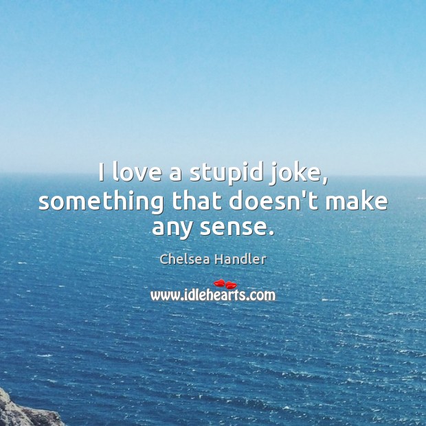 I love a stupid joke, something that doesn’t make any sense. Chelsea Handler Picture Quote