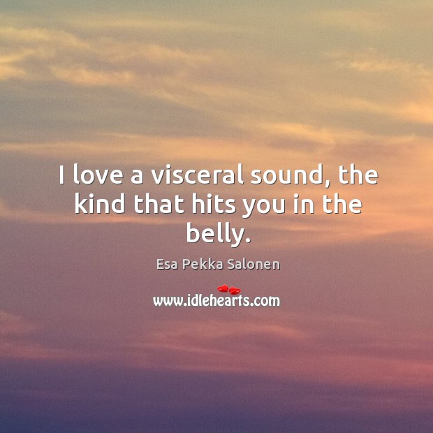 I love a visceral sound, the kind that hits you in the belly. Esa Pekka Salonen Picture Quote