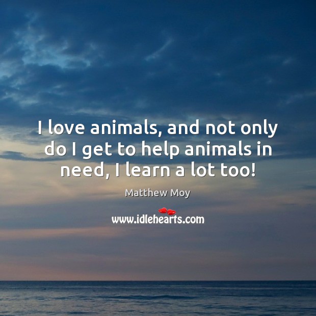 I love animals, and not only do I get to help animals in need, I learn a lot too! Image
