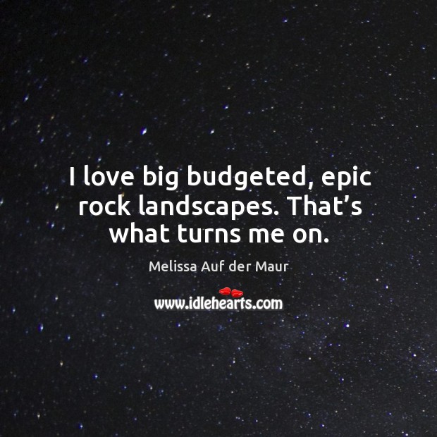 I love big budgeted, epic rock landscapes. That’s what turns me on. Melissa Auf der Maur Picture Quote