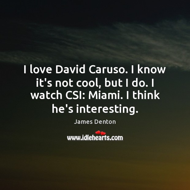 I love David Caruso. I know it’s not cool, but I do. James Denton Picture Quote